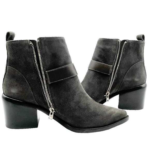 NWT AllSaints Jason Boot Charcoal Gray Suede Buckle Ankle Bootie Women’s Size 9 - Picture 11 of 16